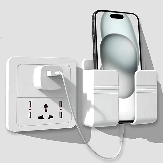 Mobile Phone Charging Stand & Storage Holder | White Portable Desk Organizer | Cable Management Phone Dock